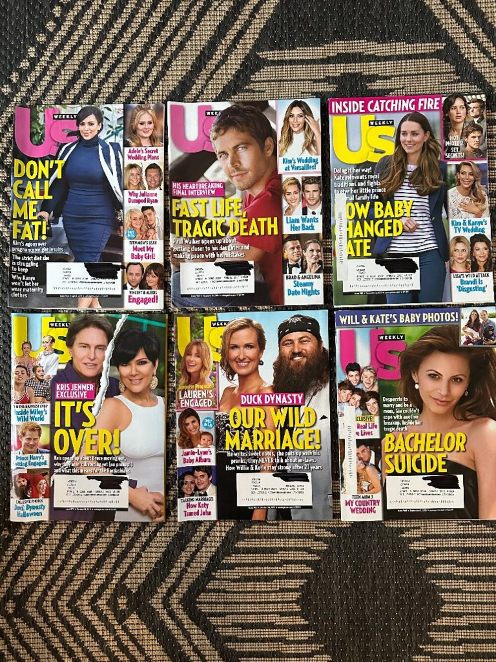 Vintage Lot of 6 US Weekly Magazines 2013 Celebrity Gossip Fashion Party Life